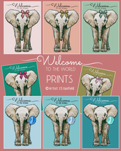 Load image into Gallery viewer, Welcome to the World Baby Elephant Illustration