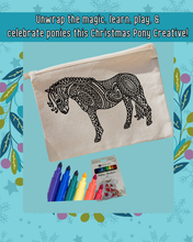 Load image into Gallery viewer, Pony Creative Mandala Colour-In Canvas Pouch & Fabric Marker Set!