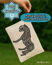Load image into Gallery viewer, Pony Creative Mandala Colour-In Canvas Pouch & Fabric Marker Set!
