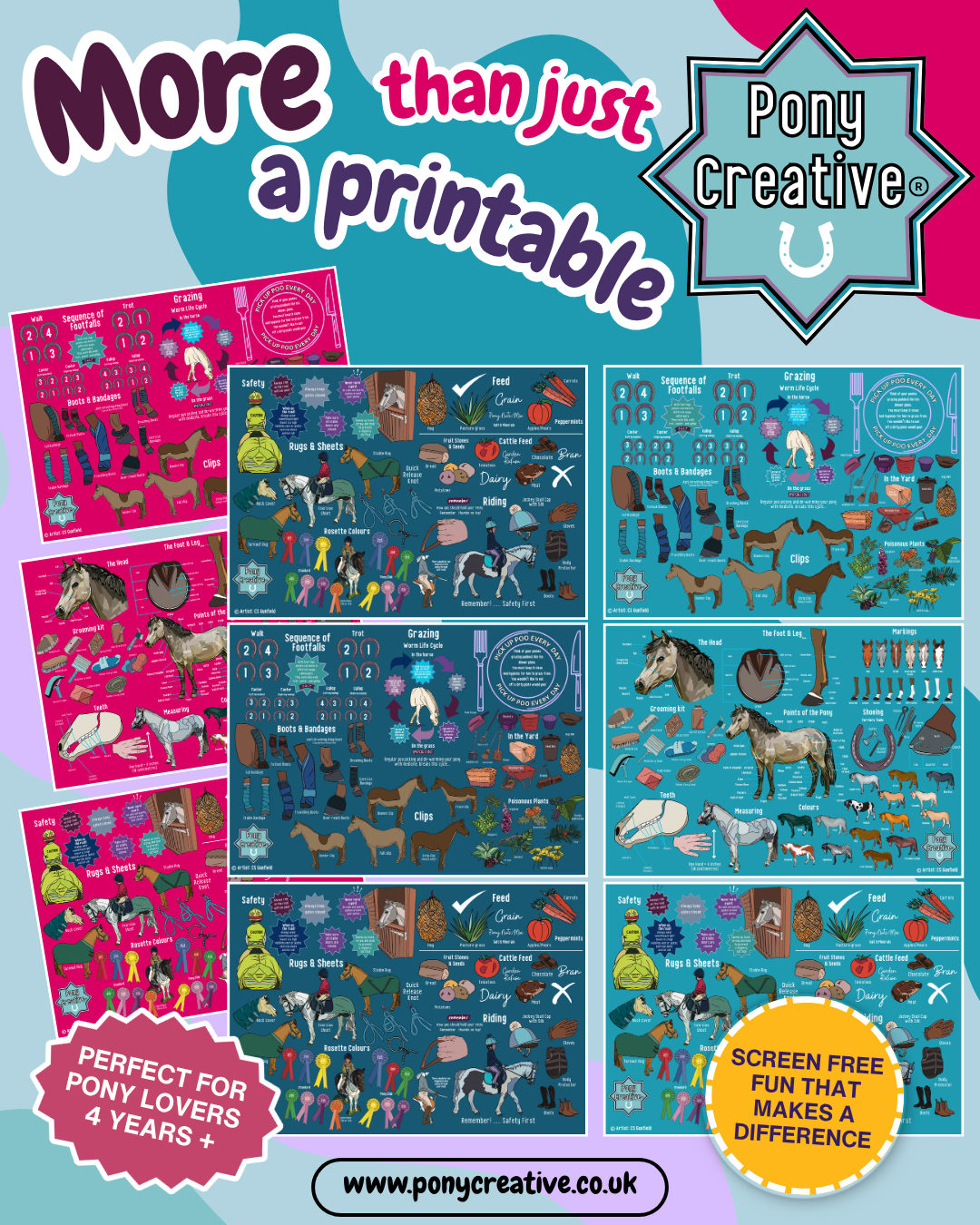 Pony Creative - A1 Learning Poster Printable SET OF 3
