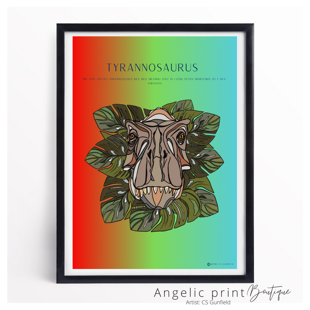 Hand illustrated Digital Dino prints set of 2