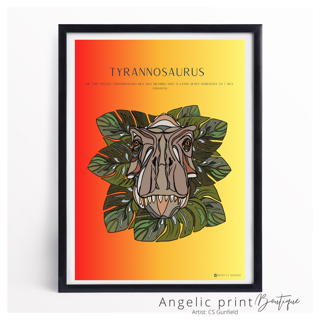 Hand illustrated Digital Dino prints set of 2