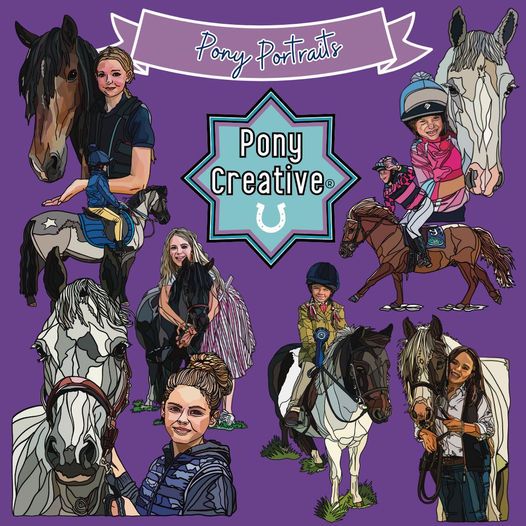 Pony Portrait - Digital Line Drawing (Professionally Printed)