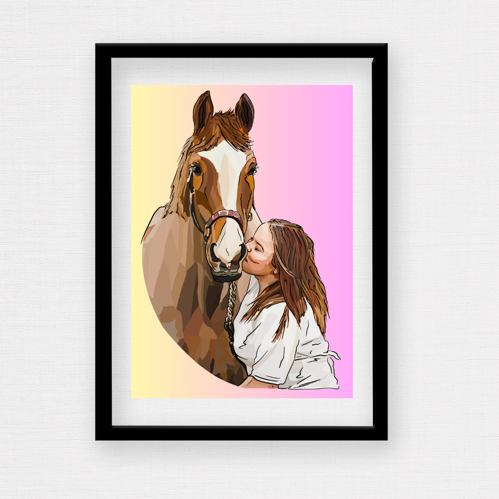 Pony Portrait Hand Illustrated Digital Sketch