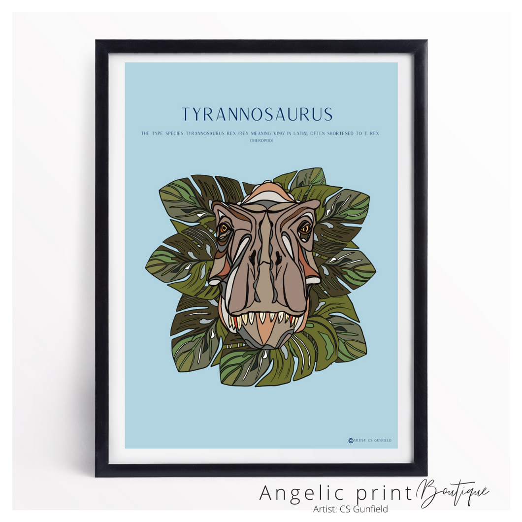 Hand illustrated Digital Dino prints set of 2