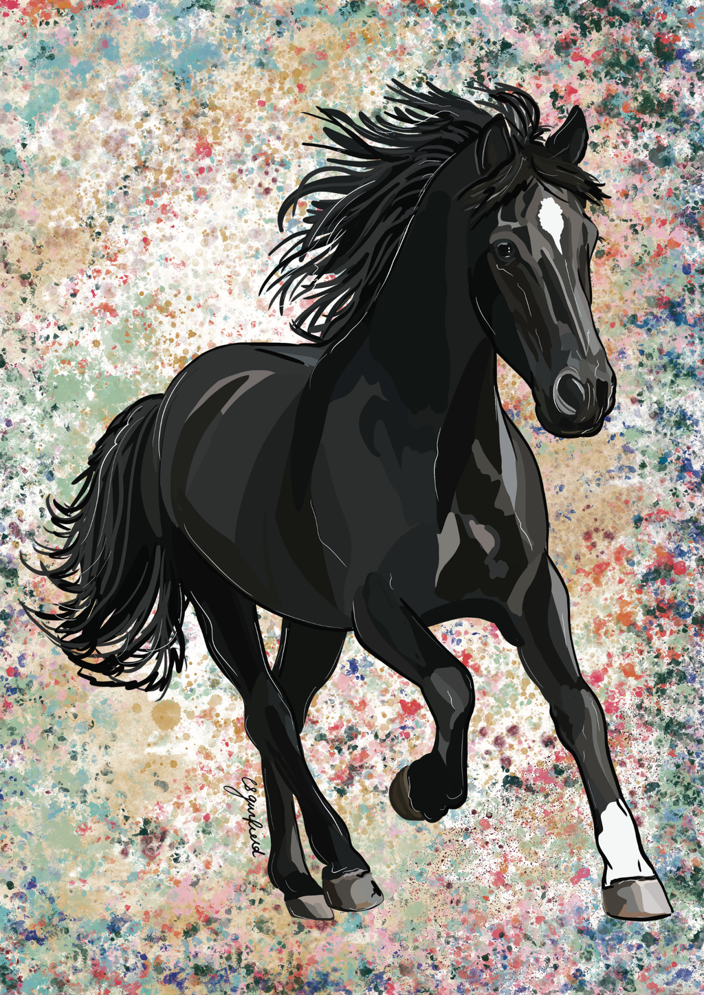 Black Beauty Digital Sketch Illustration (Print at Home)