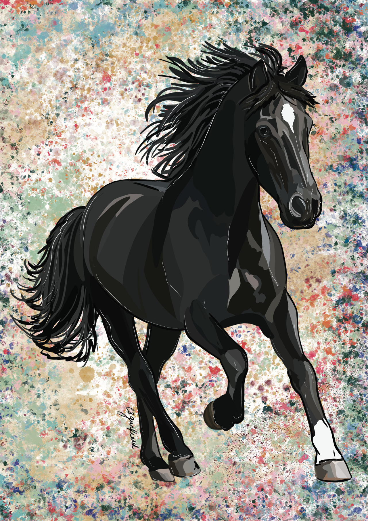 Black Beauty Digital Sketch Illustration (Print at Home)