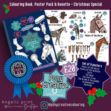 Load image into Gallery viewer, Pony Creative Colouring Book &amp; Set of 9 Posters - Christmas 2023 Special
