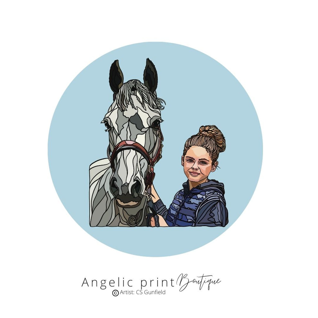 Pony Portrait Hand Illustrated Digital Sketch