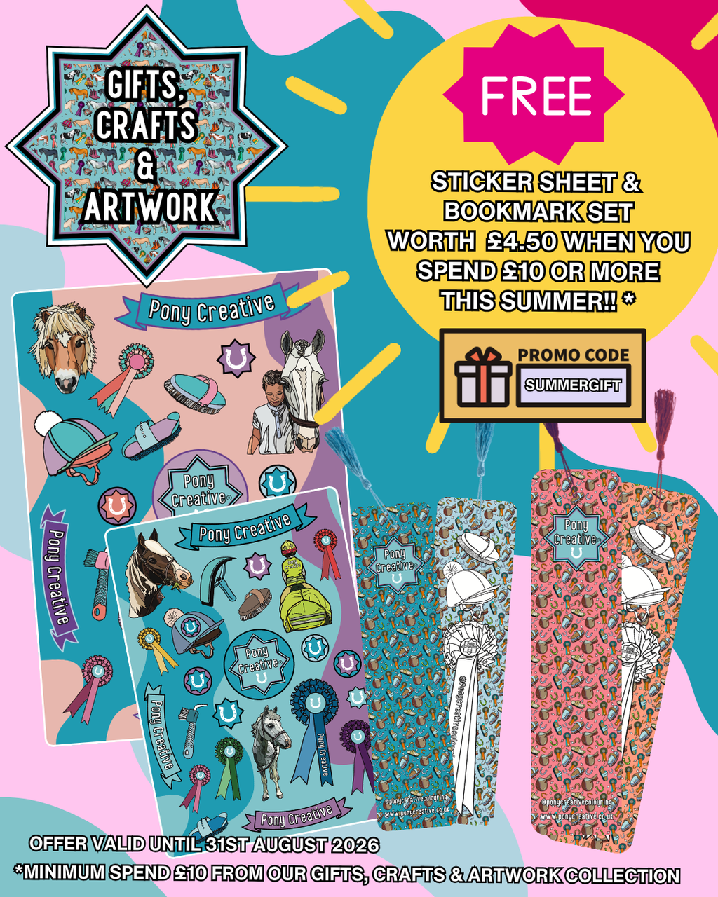 Bookmark & Sticker Sheet (free when you spend £10 or more, used code SUMMERGIFT)