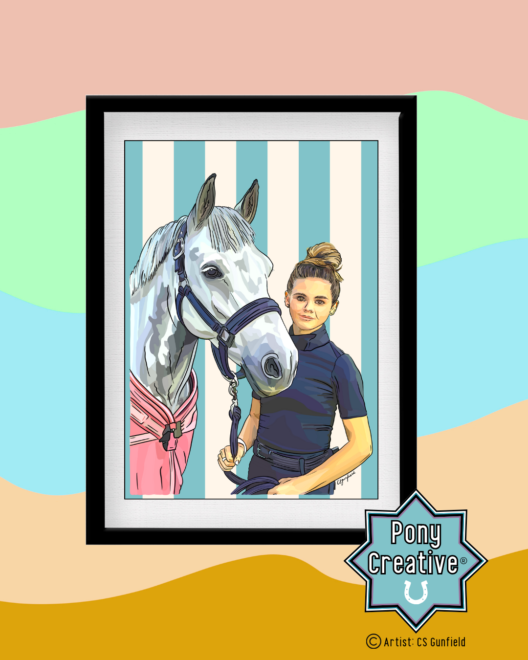 Pony Portrait Hand Illustrated Digital Sketch