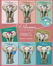 Load image into Gallery viewer, Welcome to the World Baby Elephant Illustration
