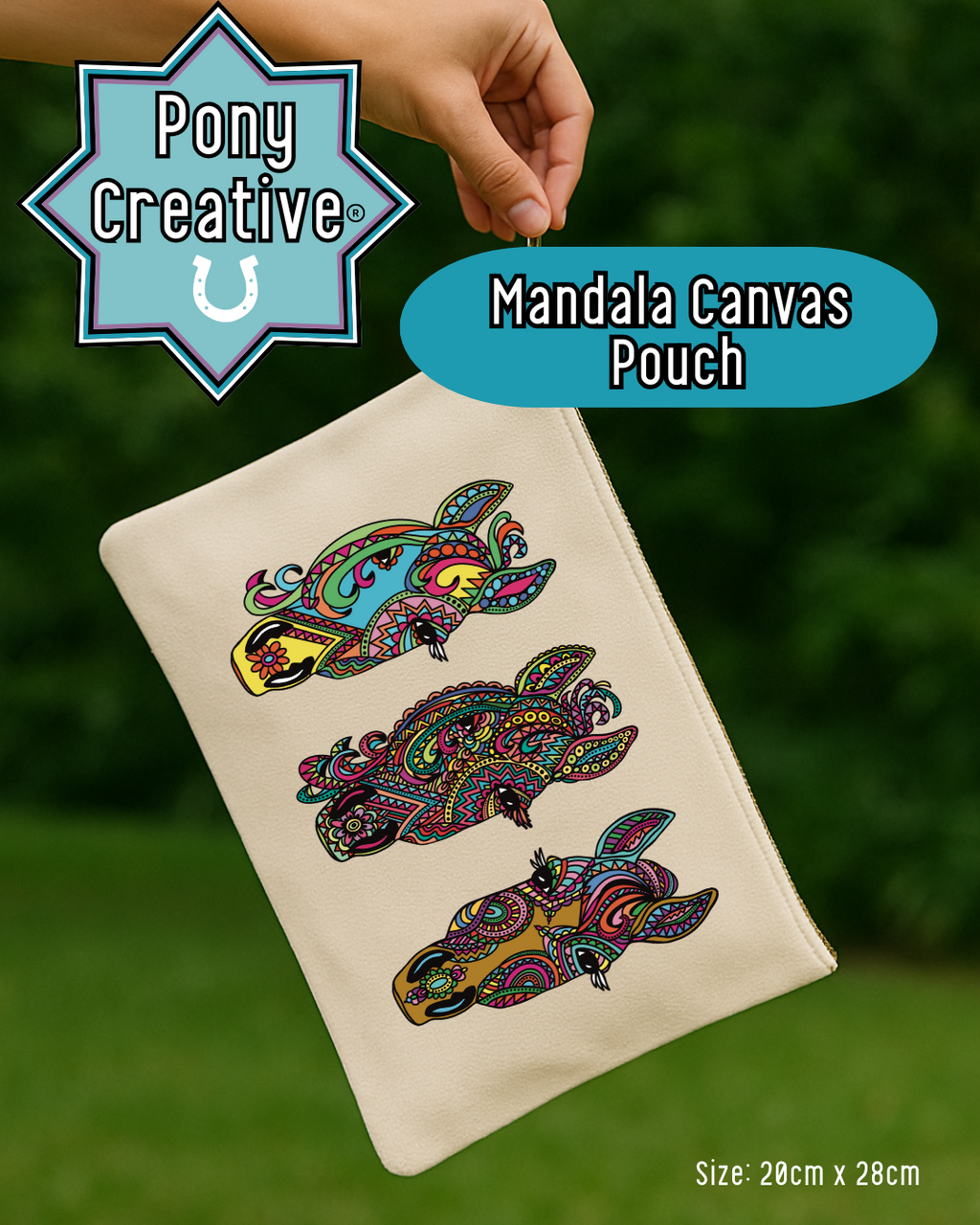 Pony Creative Mandala Canvas Pouch