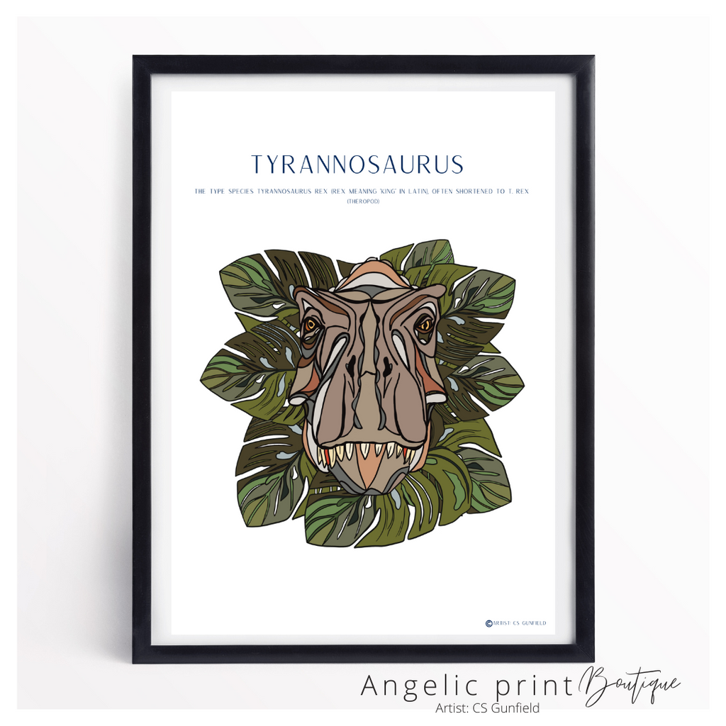 Hand illustrated Digital Dino prints set of 2