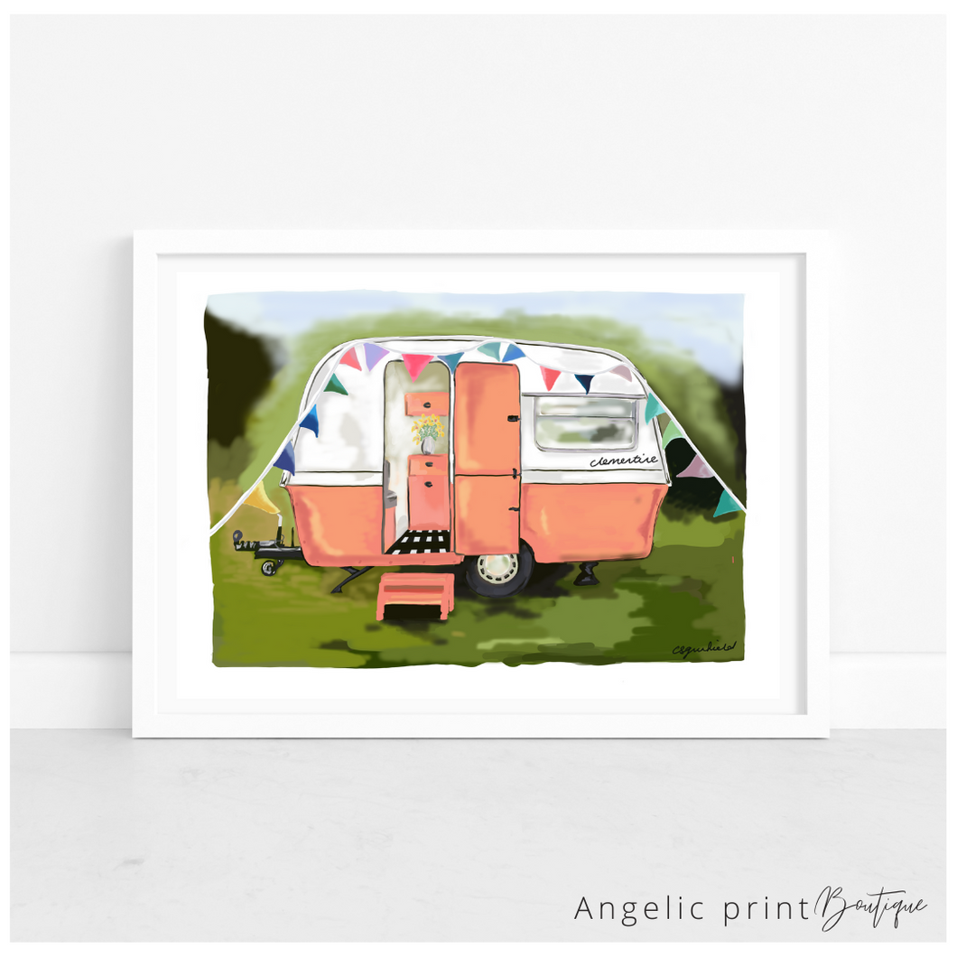 Caravan/vintage automobile - Hand illustrated Digital Sketch